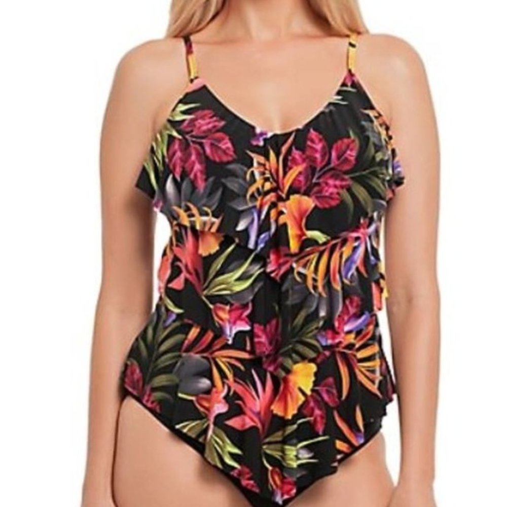 Magicsuit Oasis Printed Rita Ruffled Tankini Top